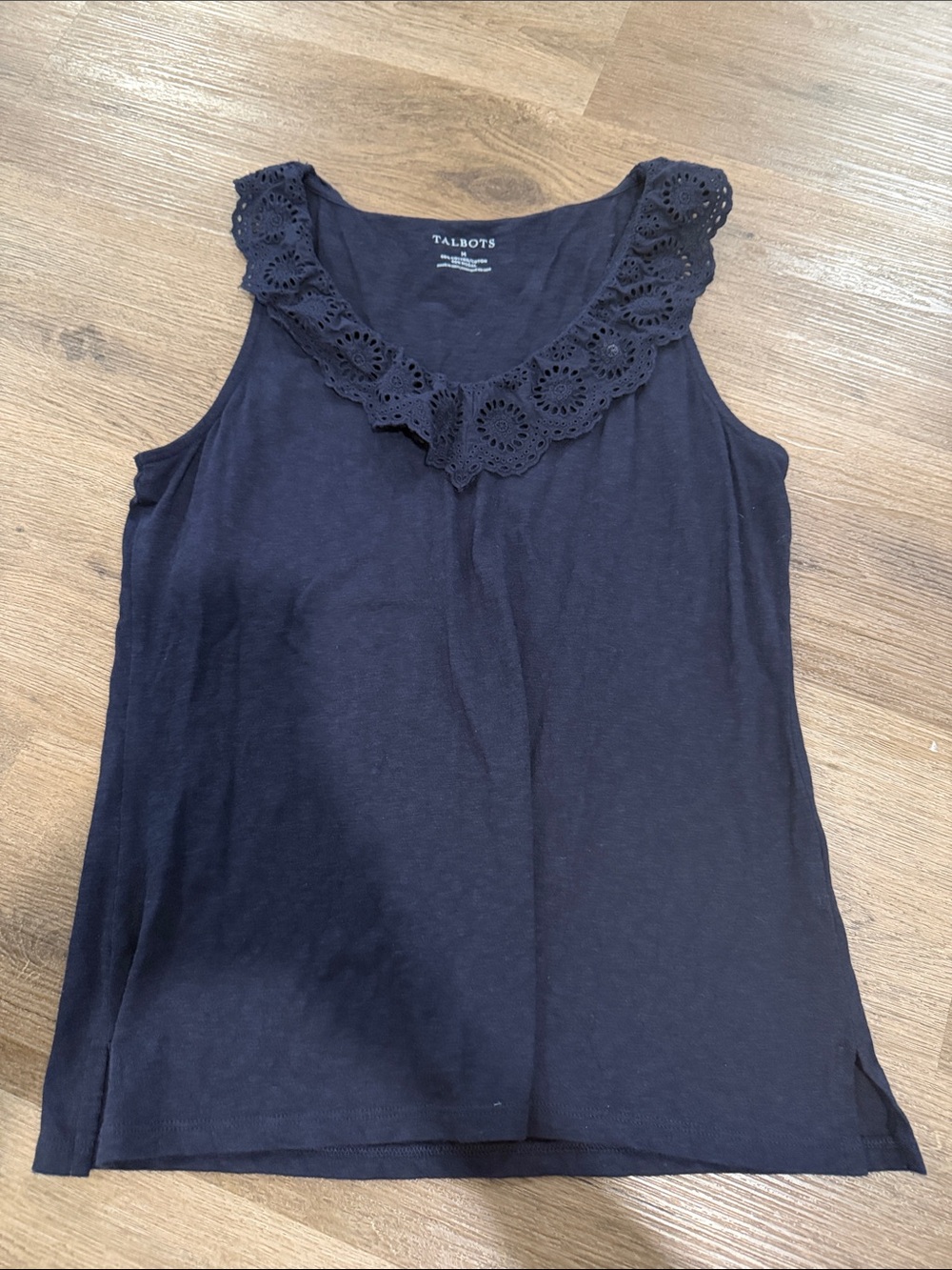 Talbots Navy Eyelet-Trim Tank Top